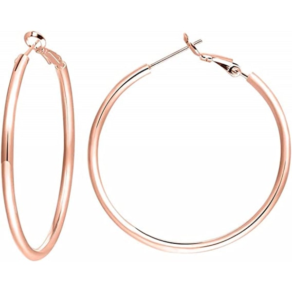 3 par Sterling Silver Post Hoop Ørepynt (40/50/60MM) roségull