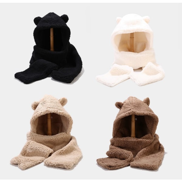 Bear Ørebeskyttelse integreret hat og tørklæde Brun