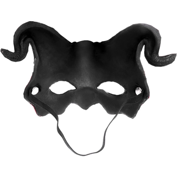 Halloween halvansikte skrämmande djurmask, karneval demonmask för horn ghost devil Red