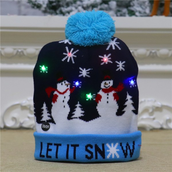 Julhatt, LED-julmössa Ljusupplyst stickad hatt Färgglad #9