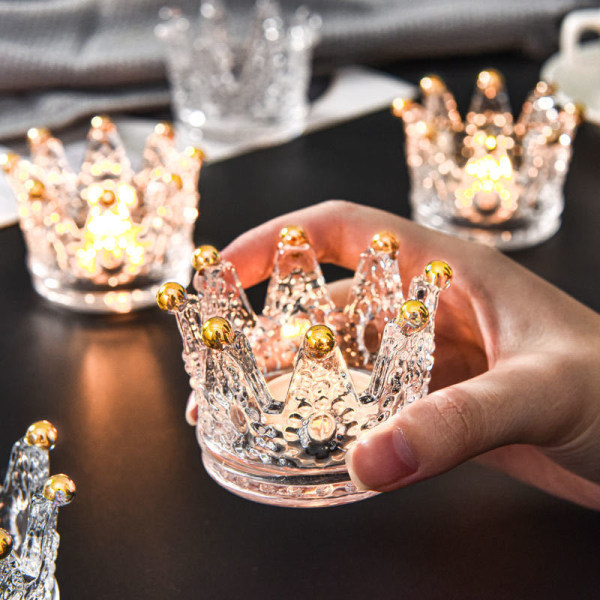 Glass Crystal Crown Candle Holder #2