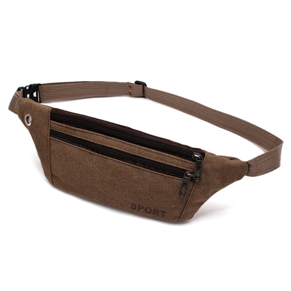 Fanny Pack Taske, Unisex 8,7”*4,7”*12,6”*0,4” Taljepose, Rejse, Slidstærk Bælte, til Vandreture, Cykling, Camping, Gåture (Brun)