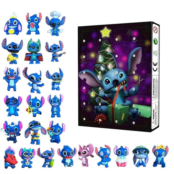 Lilo & Stitch Julkalender med 24 figurer - Cartoon Leksaker Ornament Countdown Kalender