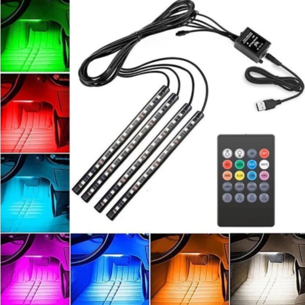 4x 18LED RGB atmosfæriske fotbrønnlysstenger