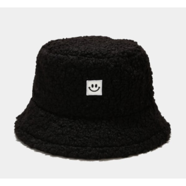 Vinterpelsbøttehatter Vintage Smile Cloche-hatter Varme, Svart