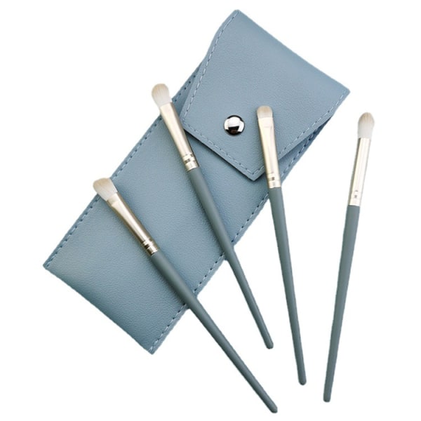 Pro Eye Brush Set 4st Smoky Eye Shadow Contour Kit med blødt syntetisk hår og ægta træhåndtag Light blue