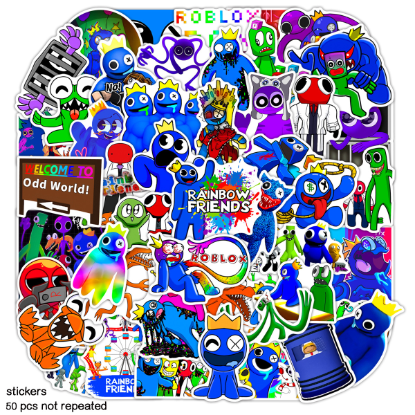 50 kpl roblox rainbow friends Graffiti -tarrat kannettavaan tietokoneeseen skeittilautaan