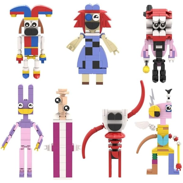 Digital Circus Byggesett - 7 i 1 Mini Pomni Jax Ragatha King Gangle Zooble Bubble Caine Humor Magisk Leker for Barn 7set