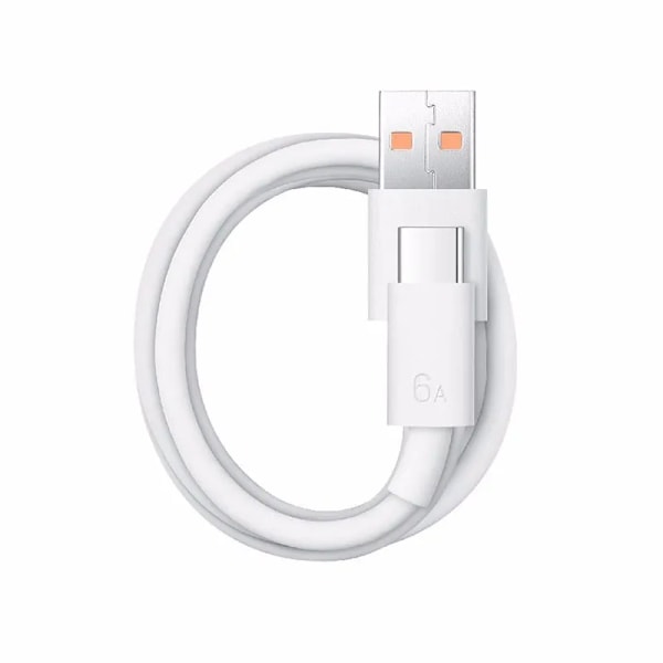 Honor Hurtiglading PD 66w USB Type A til Type C Datakabel 6A Mobiltelefon Nettbrett Hurtigladekabel White 1 meter