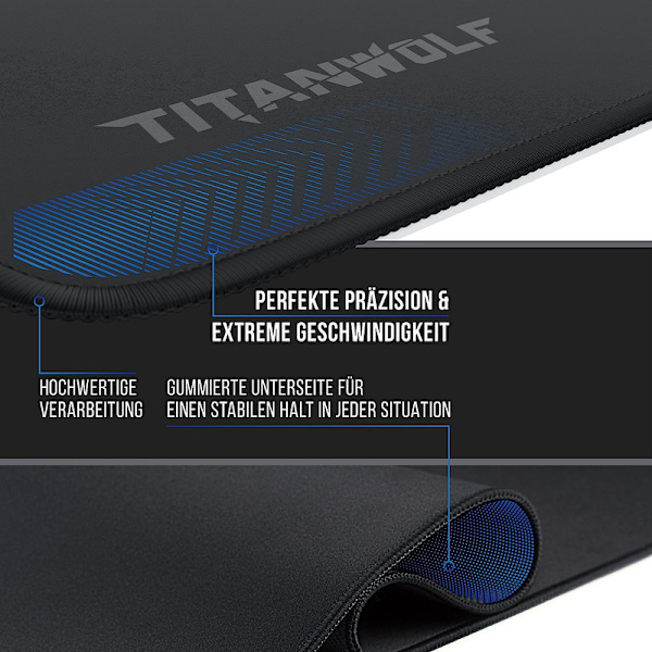 Speed Gaming Mouse Pad - 900 x 400mm bordunderlag til musemåtte, forbedrer præcision og hastighed, stabilt greb på glatte overflader