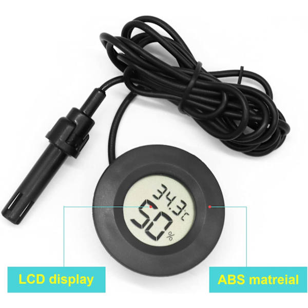 Sett med 2 termometre hygrometer, LCD hygrometer med probe