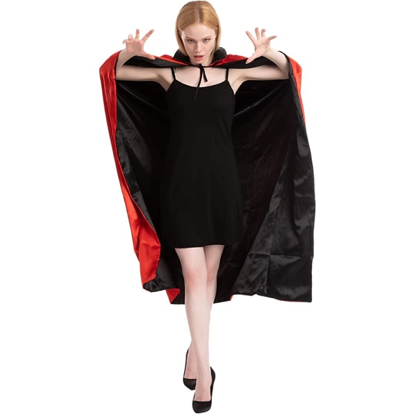 Halloween Witch Party Dobbeltsidet Vampyrkappe med hætte, 140 cm