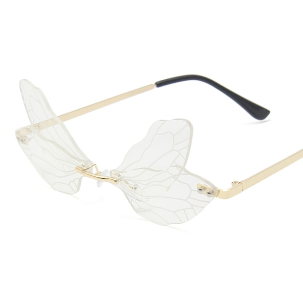 Dragonfly Rimless Solbriller Fairy Wing Shaped Rammeløs （7#）