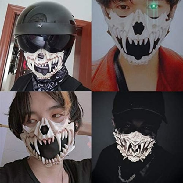 Nincee japanilainen Halloween-naamio, Tiger Cosplay -naamio - Resin Half Face White Skull Skr?mmande maski Tiger
