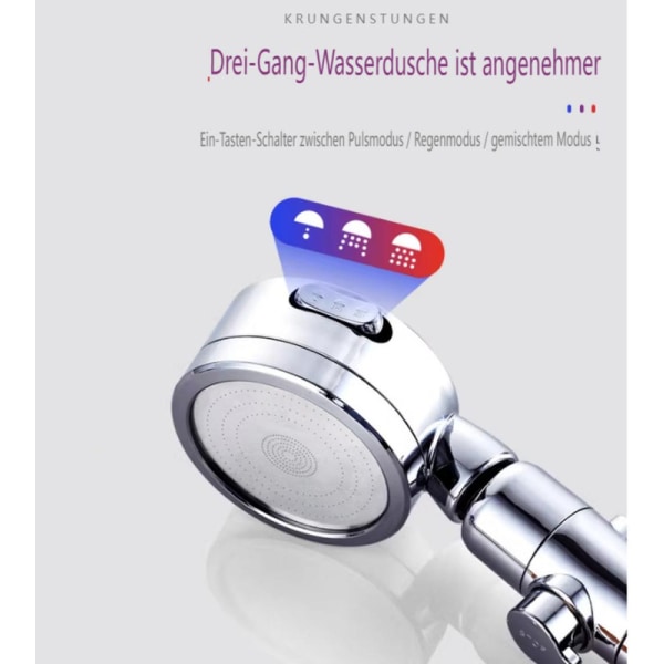 Regnvattenduschen sparar vatten tack vare filtret och det tryckökande spraymunstycket B