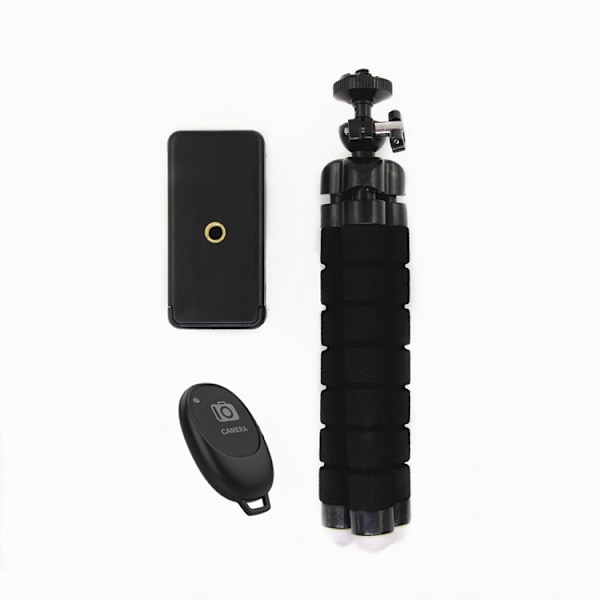 Mini telefonstativ, Premium fleksibelt mobiltelefonstativ kompatibelt med Samsung, lille digitalkamera, sort