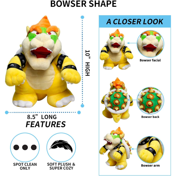 Bowser Plysch, Bowser Leksaker Plyschleksaker 10 tum, Gul