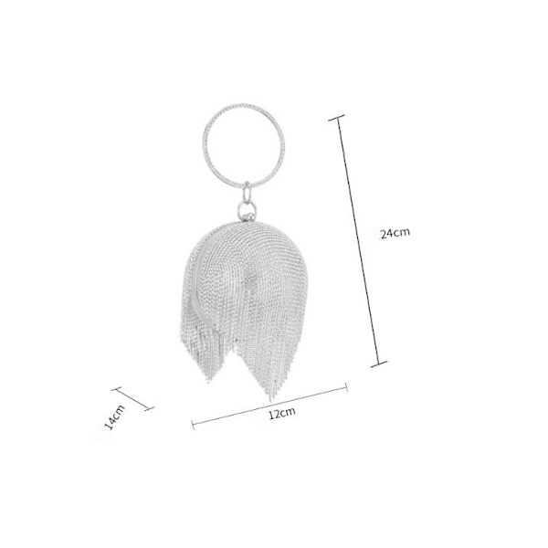Naisten pyöreä pallomainen clutch-laukku, hopea