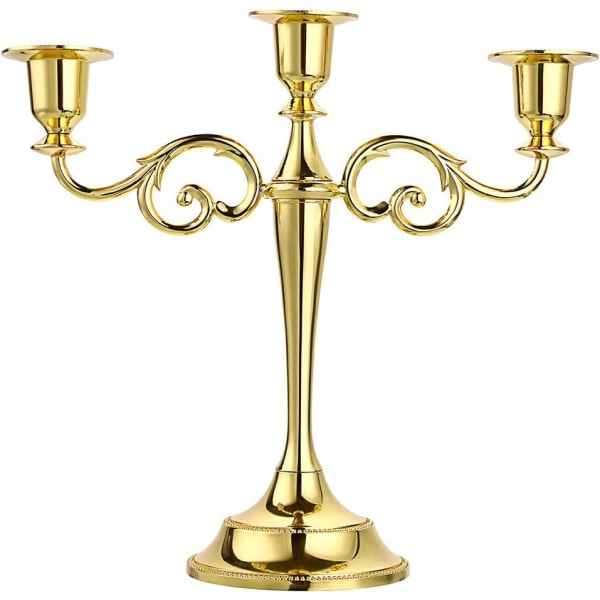 3 metallikynttelikkö – LjSLUSstakar för formella Evenemang, bröllop, kyrka, semesterdekor, Halloween, Golden Tone gold