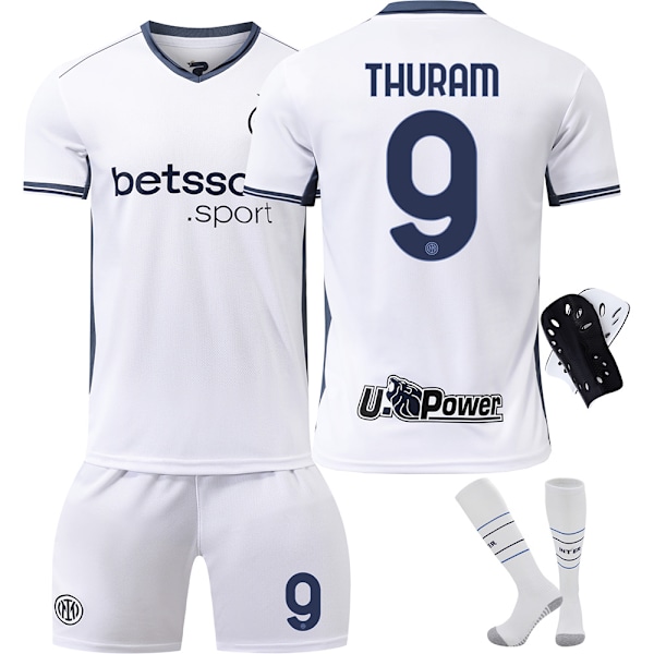 2024-2025 Inter Milan udebane fodbolduniform nr. 9 Thuram børnetrøje herre- og damesæt{HONGDE} Size 9 socks #22