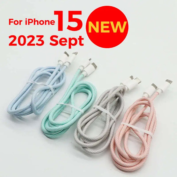 Ny 2024 synkkabel 60w Pd flätad typ c till typ c kabel för apple 15 14 1m snabbladdning dataöverföringslinje 1 meter 4