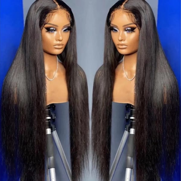 Brasilianskt rakt äkta hår Lace Front Peruker Limfria Äkta Hår Peruker - Perfet
