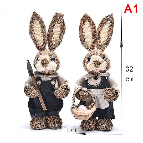 2 stk. Sød Halm Kanin Påske Dekorationer Hjem Have Bryllup Ornament