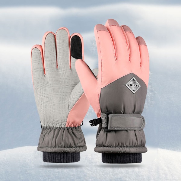 Vinterski snehandsker, varme hænder, korrekt mønster, grå