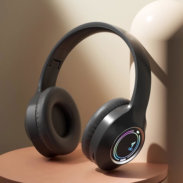 Bluetooth Hovedtelefoner Foldbart Trådløst Headset med LED-lys, Støjreducerende Hovedtelefoner Hovedmonteret Trådløse Hovedtelefoner