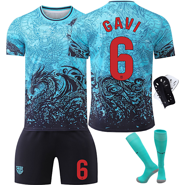 2025-2026 Barcelona spesialutgave Nr. 9 Lewandowski 8 Pedri 6 Gavi 10 19 Yamal draktsett blå{HONGDE} No. 6  socks + protective gear 18 yards