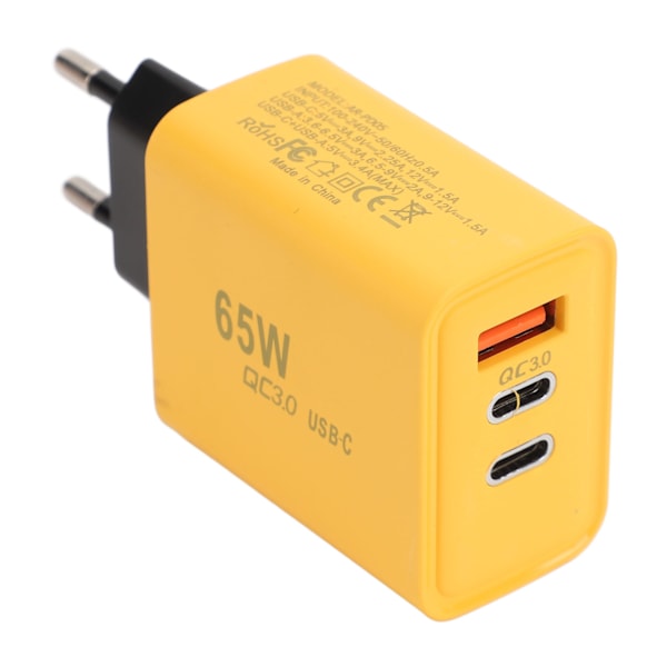 USB-C Laddare Block GaN 65W 3 Portar PD Ström Adapter QC3.0 Väggkontakt i Dubbel Typ C Enstaka USB Snabbladdning för IOS för Galaxy