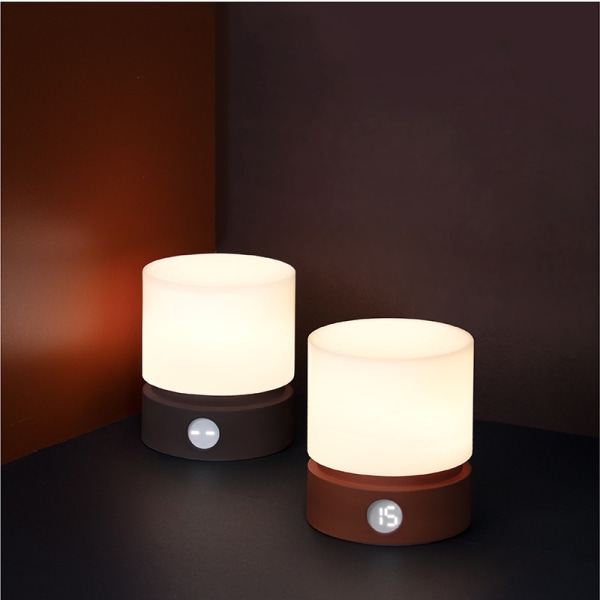 Natlampe med timer LED-sengelampe bordlampe White
