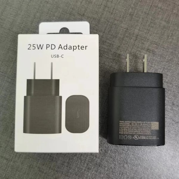 Vit 25W PD reseadapter usb-c med kabel för Samsung supersnabb laddning upp till 25W 3-stifts med USB C ingång väggladdare EU plug adapter white General