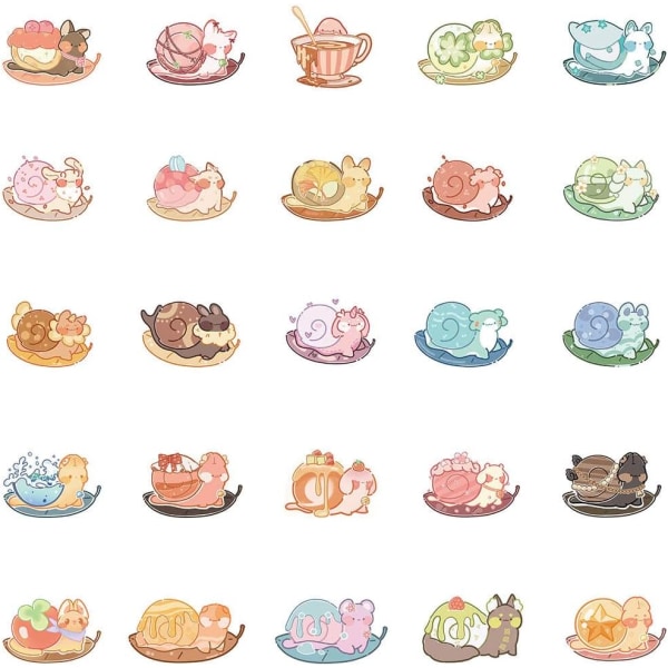 50 stk. Kawaii-klistermærker, æstetiske klistermærker i sæt Snigel