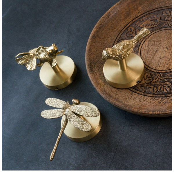 Messing Knager Kabinet Dør Knager Ginkgo Blad Disk Knager