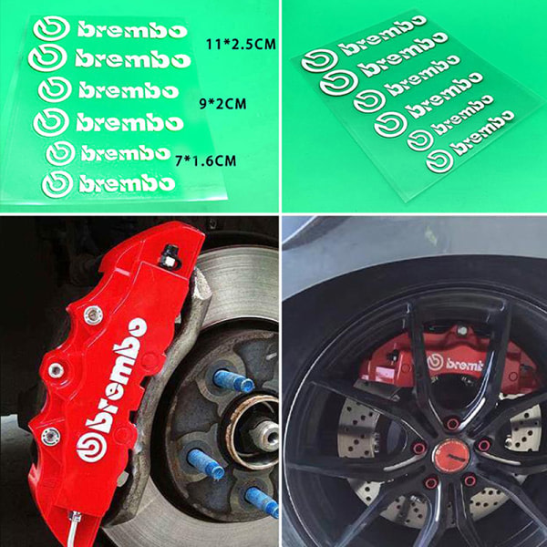 6 st bilbromsok klistermärke for Brembo bokstäver kjøretøy dec White 1PC