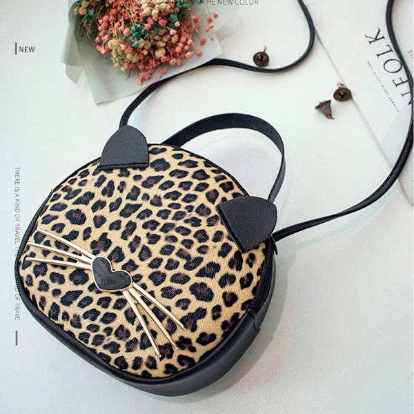 Sød kattepung Leopard Crossbody taske Mini skuldertaske (brun)