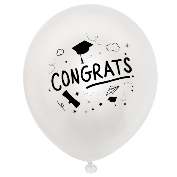 50 x 12\" latexballoner Graduation Bash balloner White