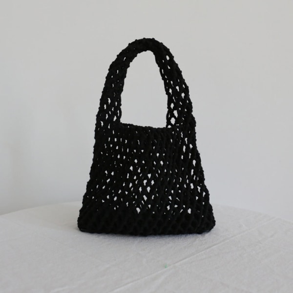 Macaron handväska i bomullstråd black