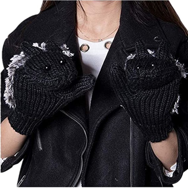 Naisten sarjakuva Hedgehog Cotton Glove Tyttöjen paksu lapanen-beige