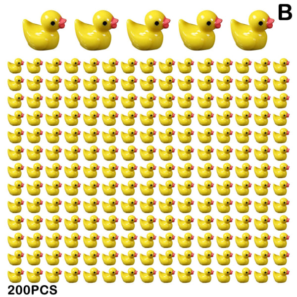 100/200 kpl Mini Kumi Ankat Miniatyyri Resin Ducks Keltainen Pieni D 200pcs yellow 200pcs