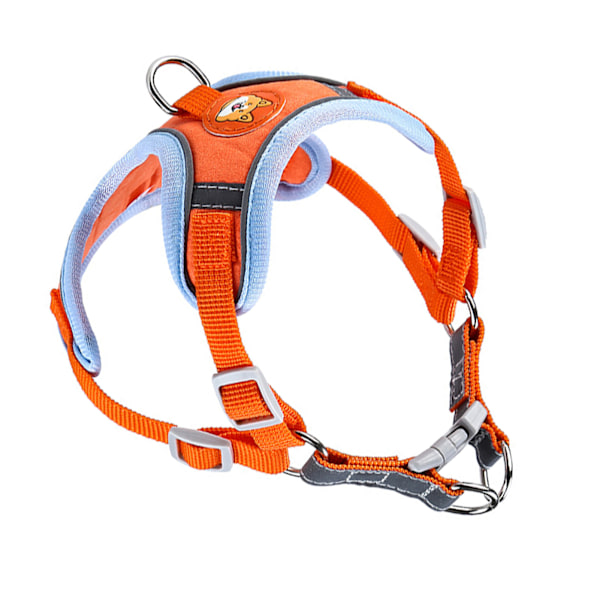 Pet Harness Leash Reflective Stripe Breathable Comfortable Adjustable Dog Vest Leash Set for Outdoor Walking Travel Orange M