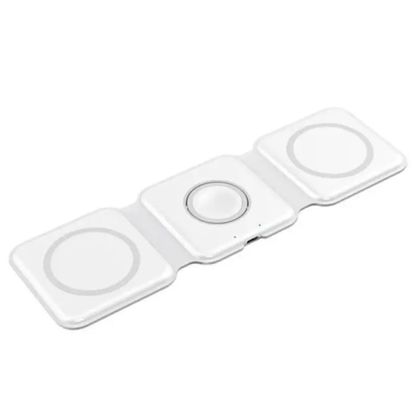 3 i 1 Vikbar Magnetisk Trådlös Laddare 15W Vikbart Snabbladdningsställ Mobiltelefonstöd Bärbar Vikbar Trådlös Laddare White General