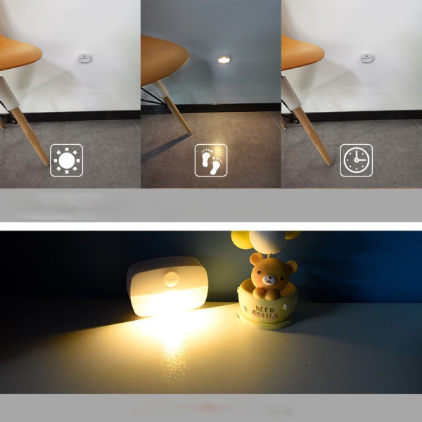 LED natlys med bevægelsessensor, gang, badeværelse, soveværelse white light