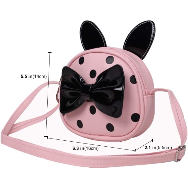 Bowknot handväska för små flickor Polka Dot Söt (rosa och svart)