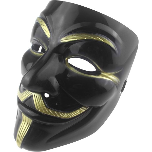 Udekit Hacker Anonymous Mask Gold V f?r Vendetta Mask f?r barn Kvinnor M?n Halloween Party Kostym Cosplay Guld