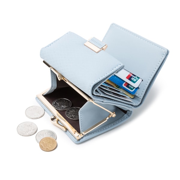 Söt liten plånbok korthållare för kvinnor, kort, ljusblå