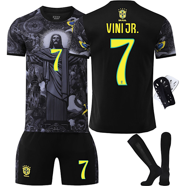 2025-2026 Brasilien Retro Special Edition Fodboldtrøje Nr. 7 Vinicius Nr. 10 Neymar Trøje Børnesæt{HONGDE} Size 10 socks Size L