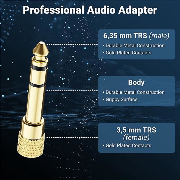 10 stykker Jack Adapter 6,35 Mm 3,5 Mm Audio Coupling Jack Adapter