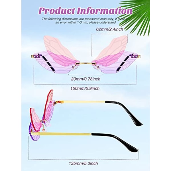 Dragonfly Rimless Solbriller Fe Vinget Formet Rammeløs （6#）